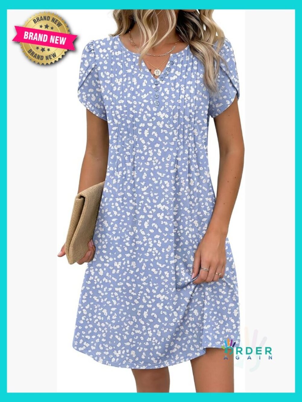 Floral V-Neck A-Line Mini Dress with Pockets Casual Boho Summer Beach Sundress